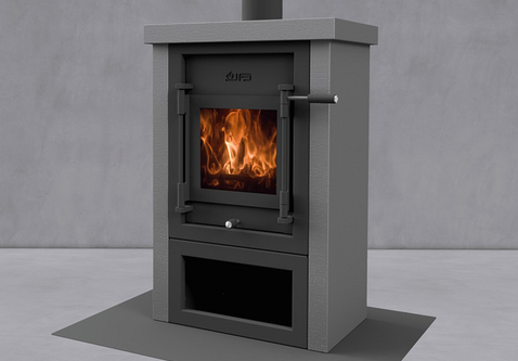 JAcobus 6 Kwadraat beton vrijstaande Tunnel Houtkachel