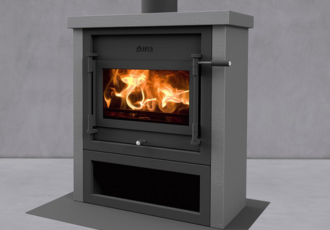 JAcobus 12 Kwadraat beton vrijstaande Tunnel Houtkachel