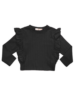  Happy Ruffle Top - Black