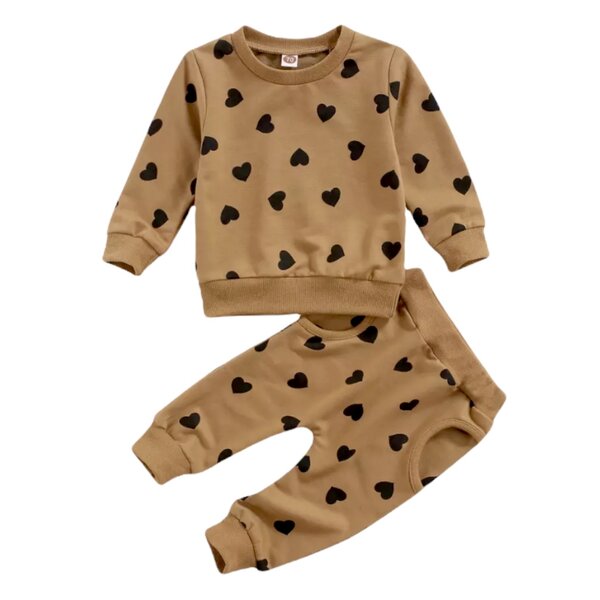 Comfy Heart Set - Camel/Black