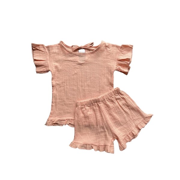 Chloe Ruffle Set - Coral