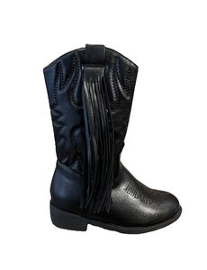 Fringe Cowboy Boots - Black