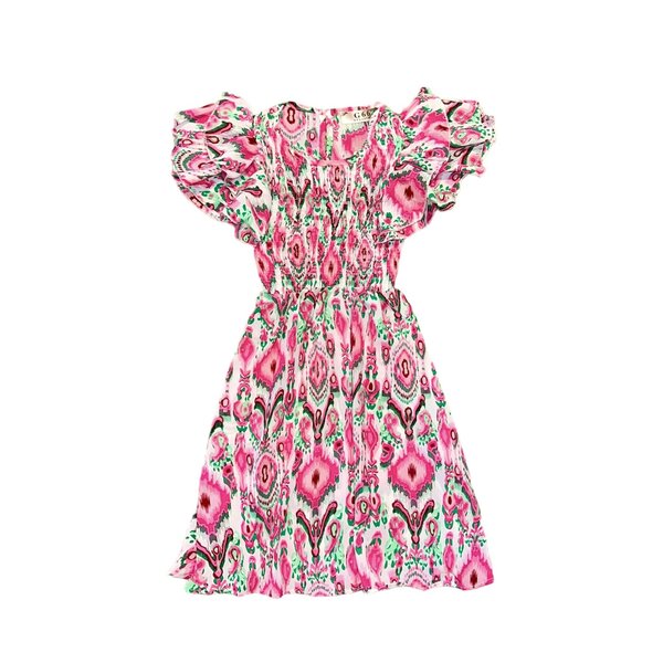 Stylish Summer Print Dress - White/Pink