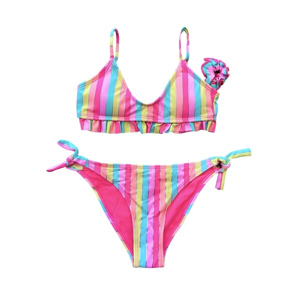 Colorful Striped Bikini - Multi Color