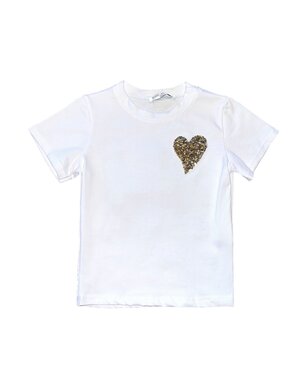  Sparkling Heart Shirt - White/Gold