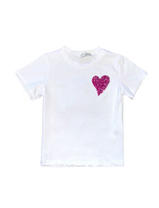 Sparkling Heart Shirt - White/Fuchsia