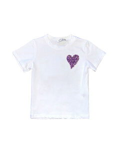  Sparkling Heart Shirt - White/Lila