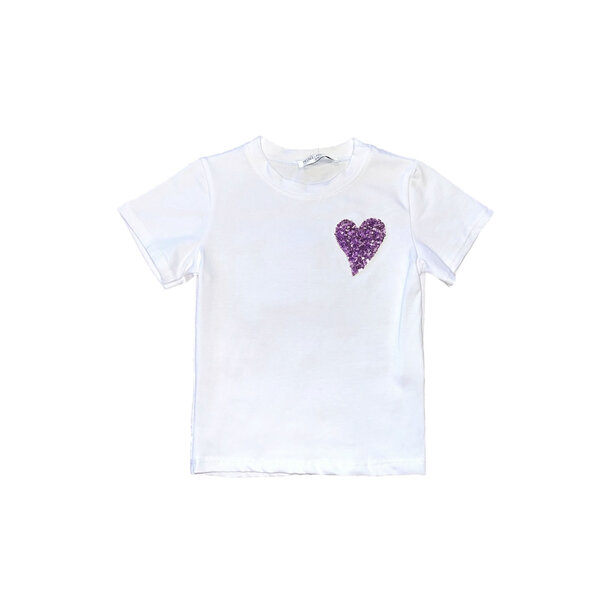 Sparkling Heart Shirt - White/Lila