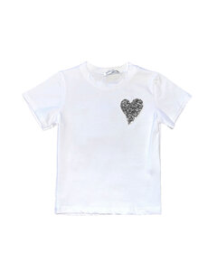 Sparkling Heart Shirt - White/Silver