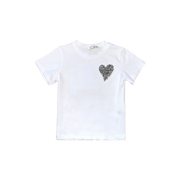 Sparkling Heart Shirt - White/Silver