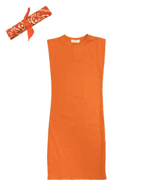  Long Dress & Bandana - Orange