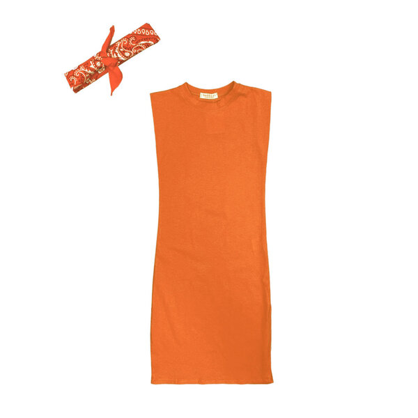 Long Dress & Bandana - Orange