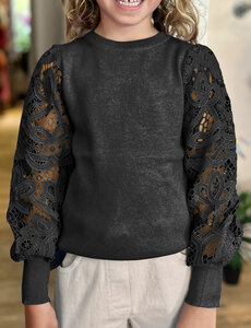 Lois Lace Sweater - Black
