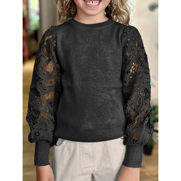Lois Lace Sweater - Black
