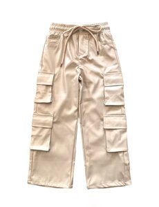 Leather Double Pocket Pants - Beige