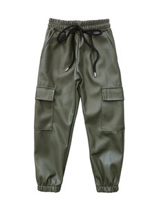 Luna Leather Pocket Pants - Army Green