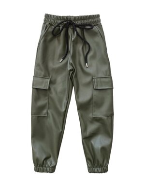  Luna Leather Pocket Pants - Army Green