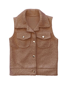 Trendy Teddy Gilet - Brown
