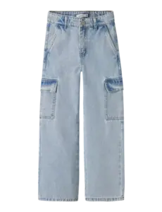  Name It - NKFROSE HW WIDE CARGO JEANS - Light Blue Bleached