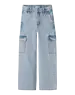  Name It - NKFROSE HW WIDE CARGO JEANS - Light Blue Bleached