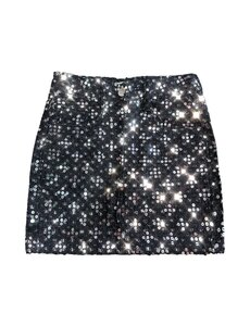 Glitter Denim Skirt - Black