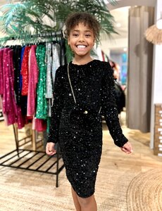 Dana Sparkle Dress & Bag - Black