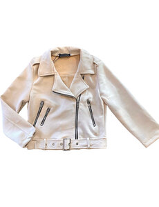 Suedine Biker Jacket - Beige