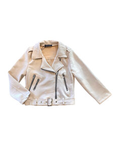  Suedine Biker Jacket - Beige