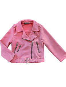 Suedine Biker Jacket - Pink