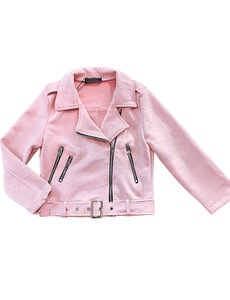 Suedine Biker Jacket - Light Pink