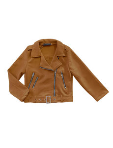  Suedine Biker Jacket - Brown