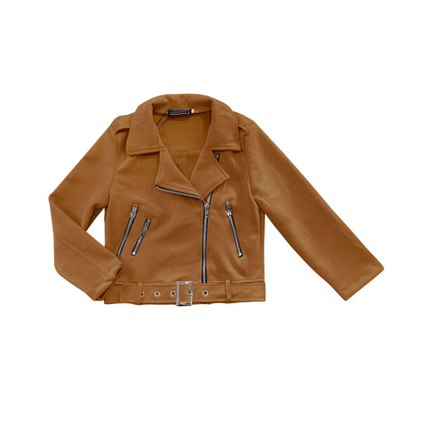 Suedine Biker Jacket - Brown