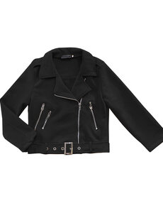Suedine Biker Jacket - Black