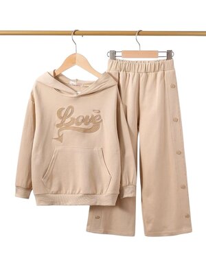  Love & Button Comfy Set - Beige