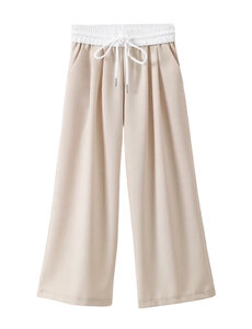 Sara Wide Pants - Beige/White