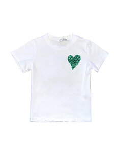 Sparkling Heart Shirt - White/Minty Green