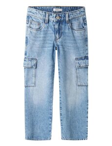 Name It - NKFROSE WIDE CARGO JEANS with Sparkle - Light Blue Denim
