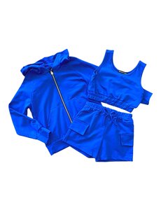 Casy Top + Short + Hoodie Vest - Kobalt