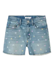 Name It - NKFROSE HW Hearts Shorts - Medium Blue Denim