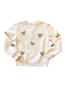 Paris Leopard Lots of Hearts Sweater  - Creme