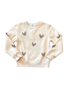  Paris Leopard Lots of Hearts Sweater  - Creme