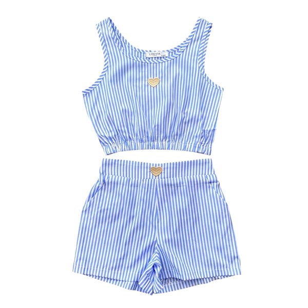 Striped Summer Set - Light Blue/White