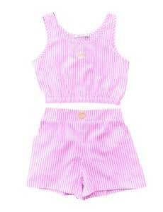 Striped Summer Set - Pink/White