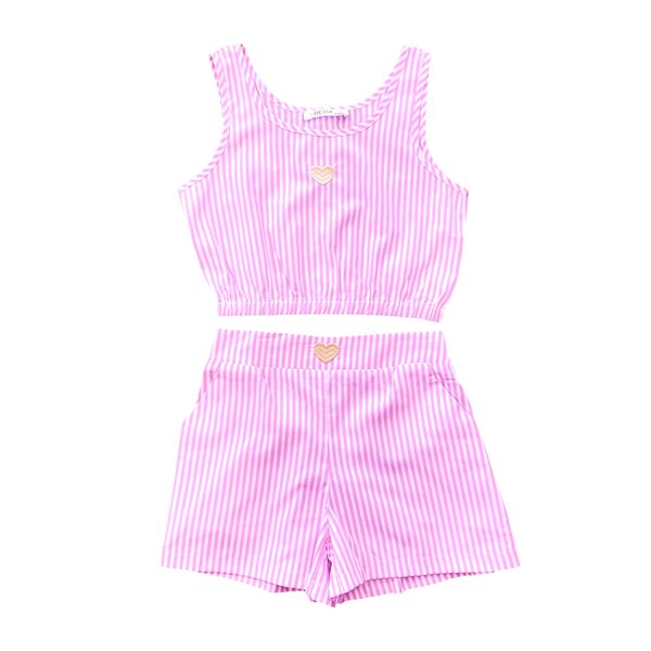 Striped Summer Set - Pink/White