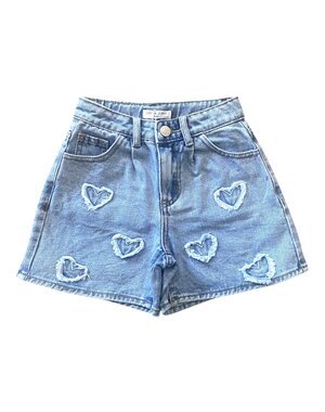 Harper Heart Jeans Short - Light Blue