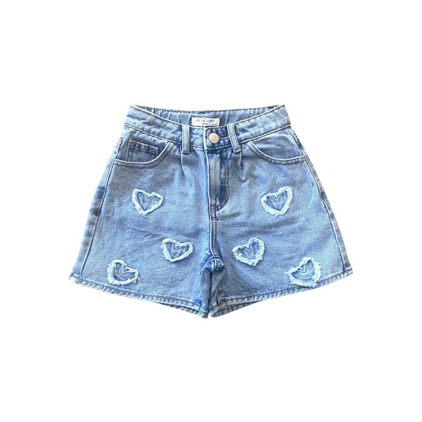 Harper Heart Jeans Short - Light Blue