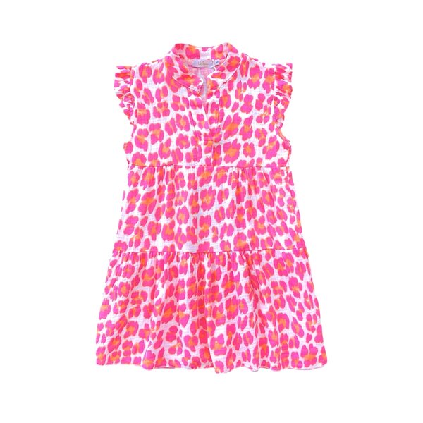 Happy Leopard Summer Dress - Fuchsia/Orange