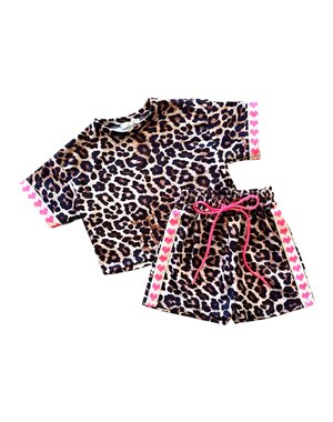  Stylish Leopard Heart Set - Fuchsia