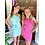 One Shoulder Dress with Sparkle & Bag - Pink