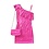 One Shoulder Dress with Sparkle & Bag - Pink